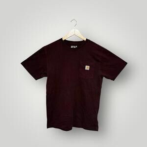 Carhartt Loose Fit Pocket T-Shirt Adult M Burgundy Workwear Cotton Small Men’s